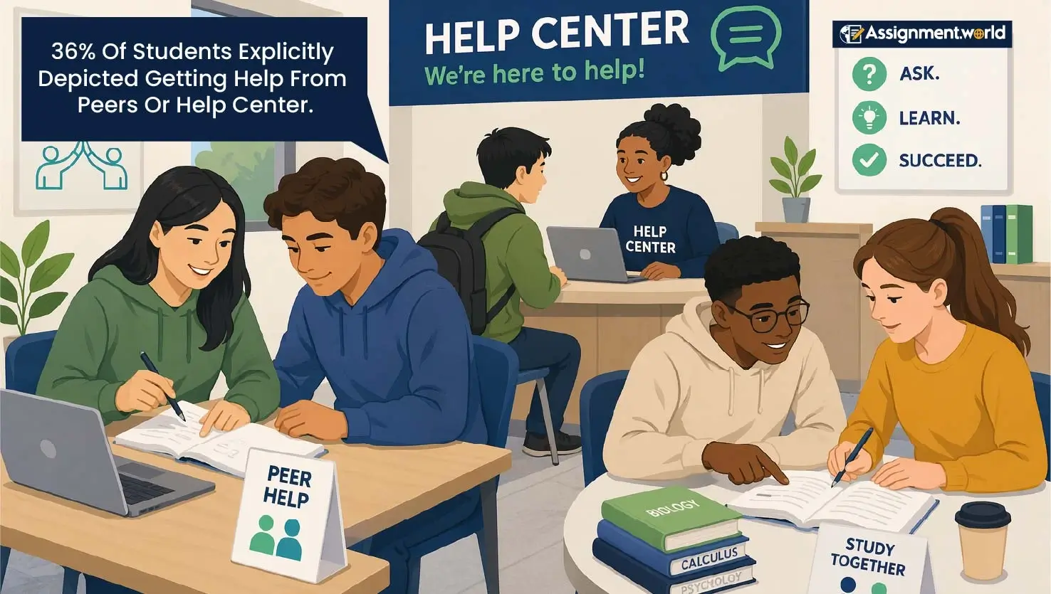 Students-Explicitly-Depicted-Getting-Help-From-Peers-Or-Help-Center